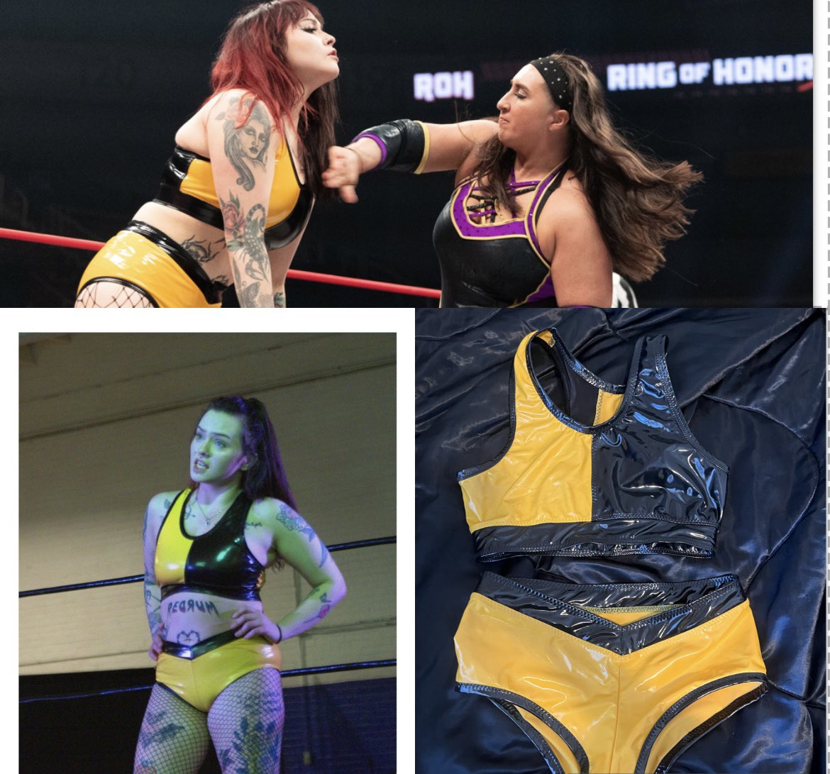 sadhooligan's tweet photo. I am departing with a bunch of my gear. These sets don’t fit me anymore after the weight loss from my celiac disease diagnoses. 

All sets but the purple have been seen on AEW/ROH and all up and down promotions on the East Coast. 

Serious inquires only @ brittanyjade86@yahoo.com https://t.co/OE41bYcwvL
