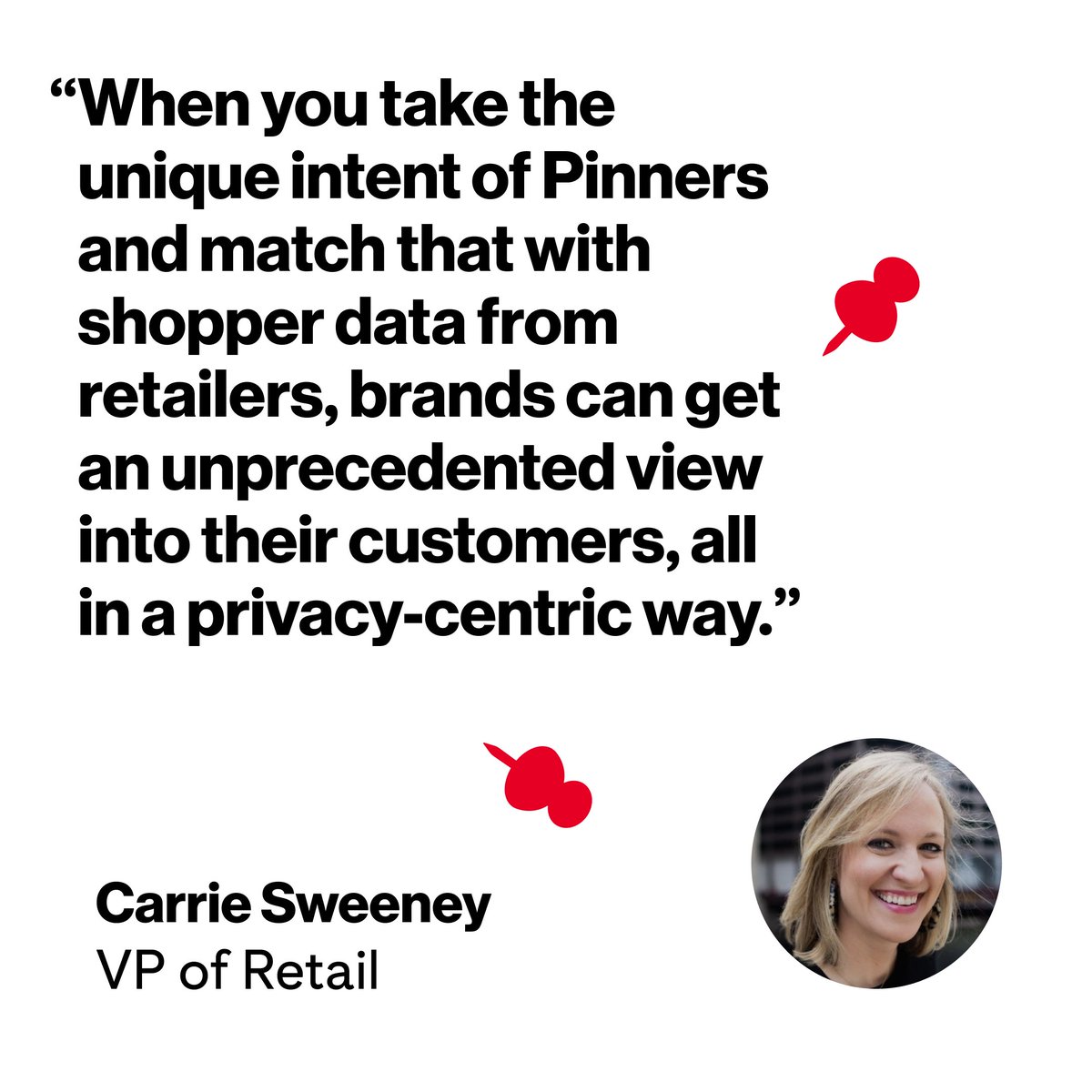 Today at @shoptalk, Carrie Sweeney, Pinterest's VP of Retail, spoke on the future of retail media and clean room technology.
