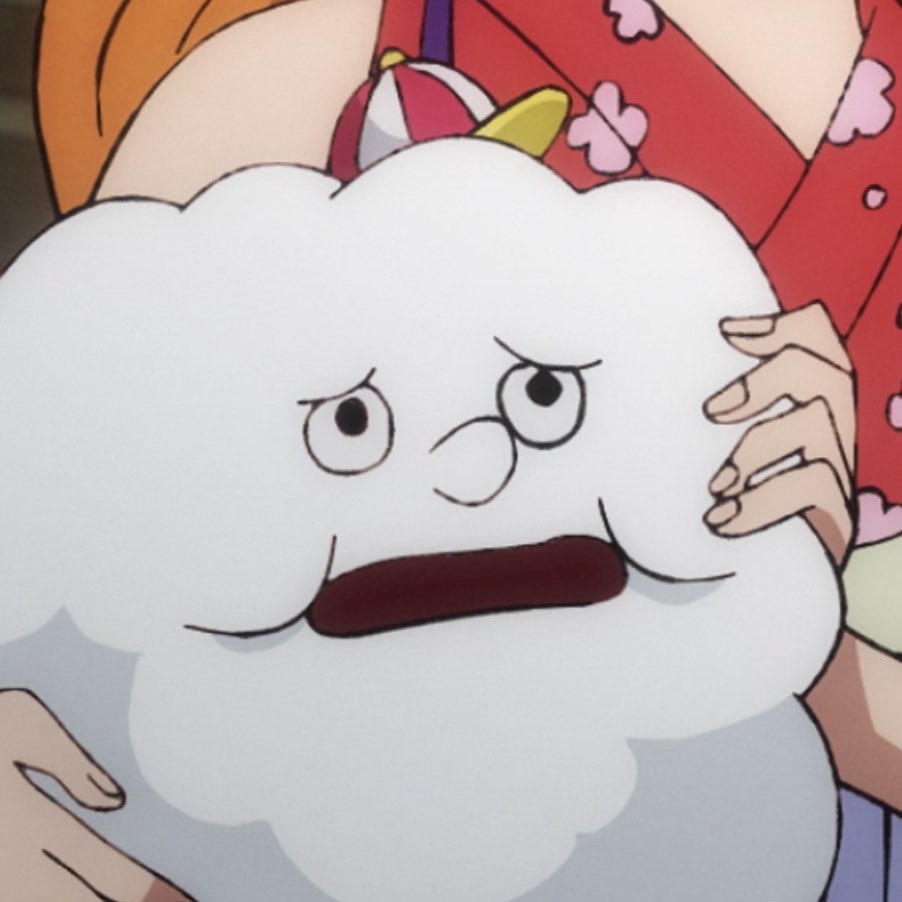 NamisRightHand's tweet photo. The big fluffy mass aside in a slightly concerned manner. He would then float over to her face like a dog would to their owner.

“Can I have some of those balls you make? They really hit the spot.”

Powerful, yet Nami still had to take care of her cloud of fluff! https://t.co/XctbJrAv5d