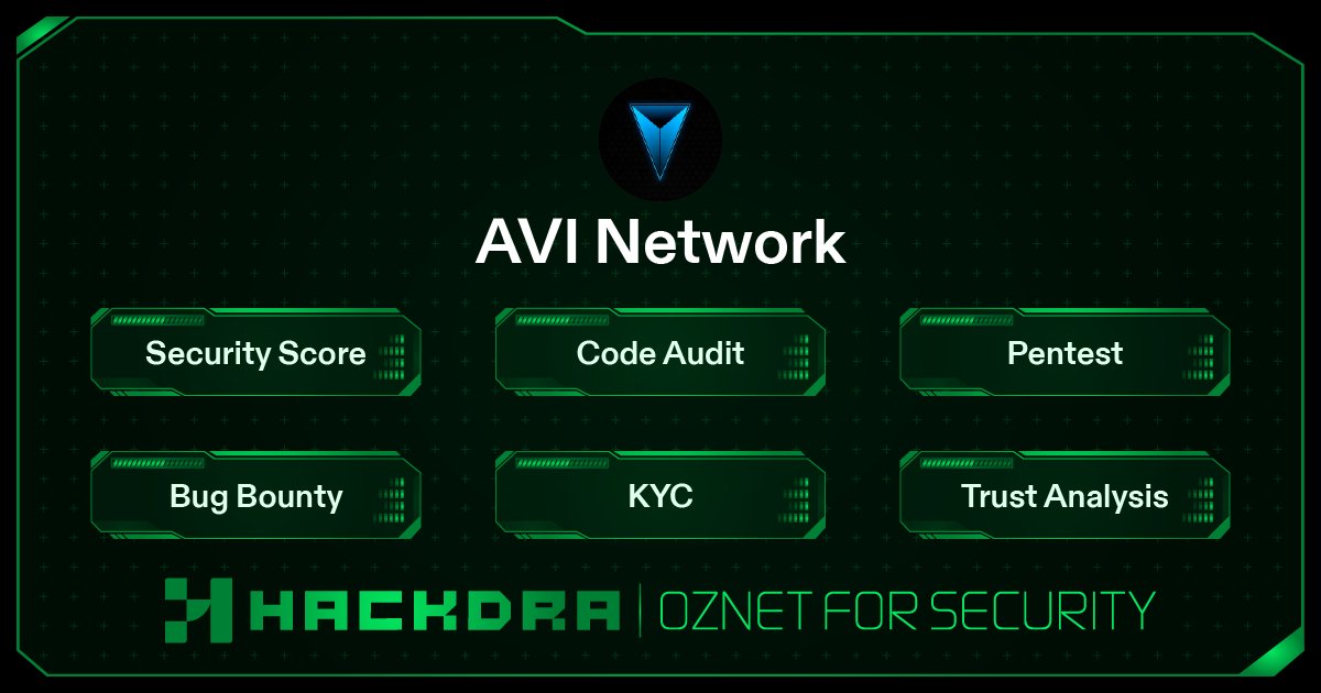 hackdra's tweet image. Celebrating @AVIParadigm &apos;s commitment to #security in #blockchain and #AI startups. 🤝

🛡️ Security Score: 93.81/100 – testament to AVI Network&apos;s robustness!

#AVINetwork - Hackdra #Oznet Security Insight
oznet.hackdra.com/project/avi-ne…