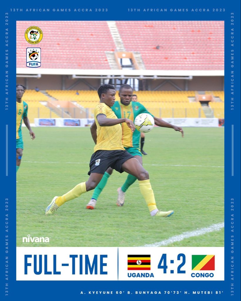 What a result! Congratulations Boys. Uganda Hippos silence Congo 4-2 to storm the final in Ghana. #AfricanGames2023