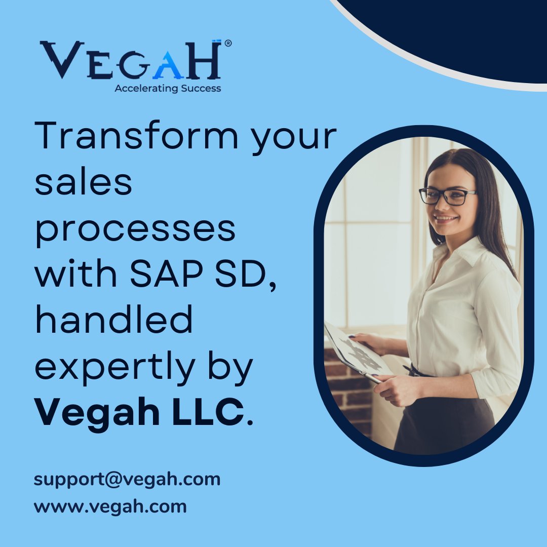 Transform your sales processes with SAP SD, handled expertly by Vegah LLC.

#VegahLLC #salesprocesses #SAPSD #transformyourbusiness #expertadvice #efficiency #businesssolutions #innovation #digitaltransformation #salesmanagement #businessgrowth #technology #customerexperience