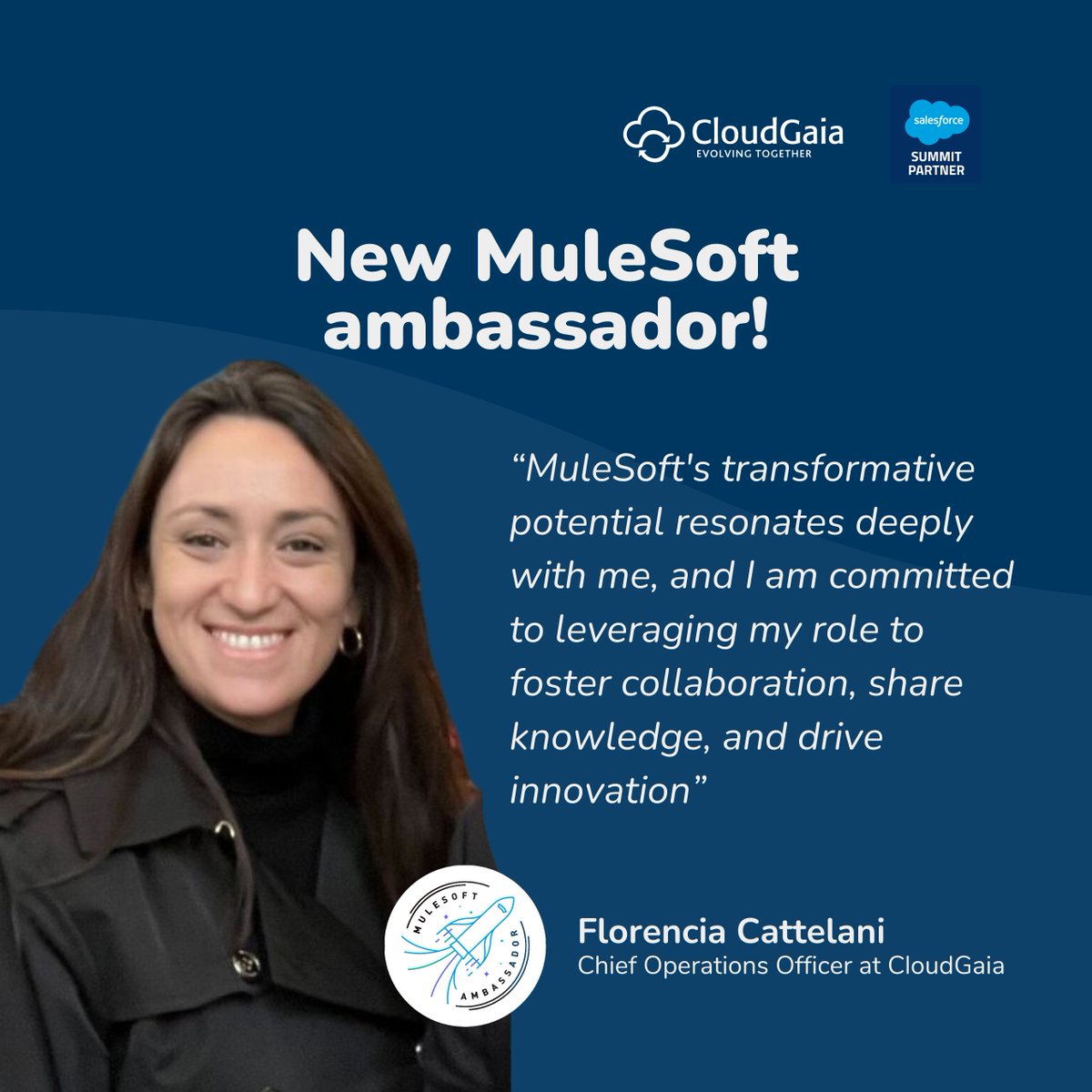 Our COO Flor Cattelani was selected as #Mulesoft ambassador ❤

They 're MuleSoft #experts who help developers and business users connect the world's applications, data and devices by sharing their passion and expertise. 

Congrats Flor!