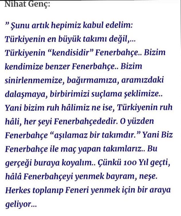 Trabzonsporlu Nihat Genç’in yazısı.