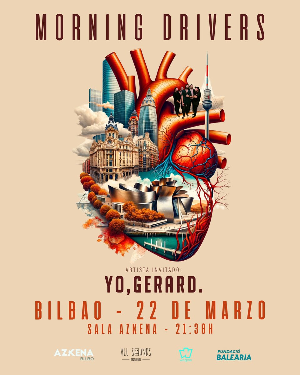 Por primera vez en #Bilbao llegan a la sala <a href="/AzkenaBilbo/">AzkenaBilbo</a> la banda de #Ibiza <a href="/MorningDrivers/">Morning Drivers</a>, que actuará este viernes 22 de marzo junto al cuarteto bilbaíno <a href="/yogerard_/">Yo, Gerard.</a> que presentará su segundo EP Nada que Decir.
<a href="/BIMusic_Manage/">BIMusic Management</a> 
lc.cx/3wWoLQ