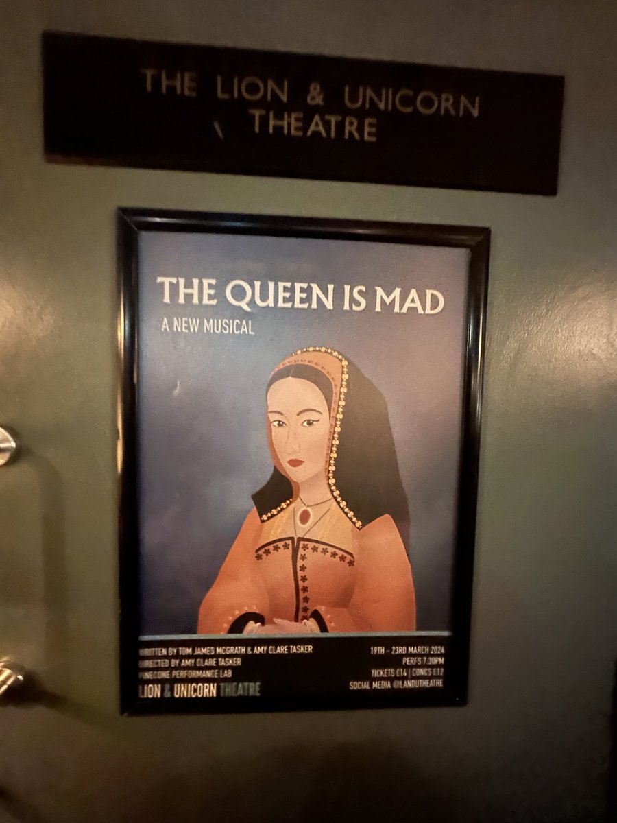 Very excited to have been invited to the opening night of The Queen is Mad, a new musical about Juana of Castile. Now showing at the Lion and Unicorn theatre in Camden #thequeenismad #lionandunicorn