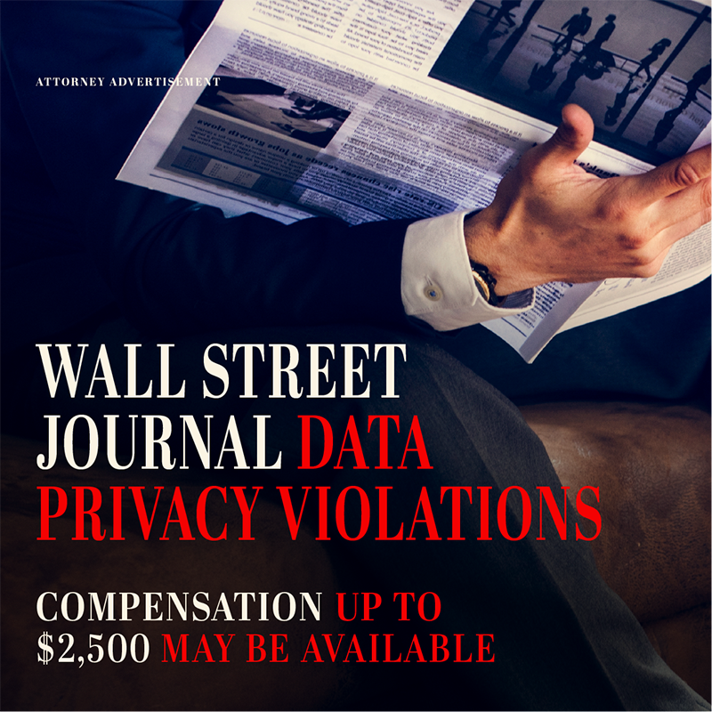 LabatonLaw's tweet photo. WSJ is accused of disclosing digital subscribers' personally identifiable information to third parties without their consent. Compensation up to $2,500 may be available.