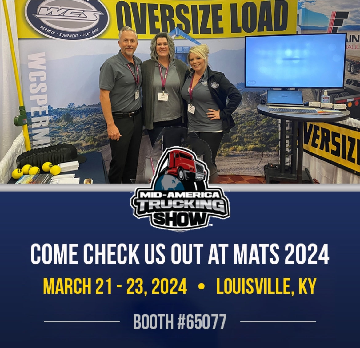 wcspermits's tweet photo. 🚛Make sure to stop by booth #65077 in the West Wing at the upcoming Mid-America Trucking Show. We'll be showcasing our new OD Apparel line &amp; the latest FMCSA-approved pi-lit® Smart Sequential LED Oversize Load Lights. See you there! 🌟 

Read More: https://t.co/eZD5Y8axYj https://t.co/2hSNKRIxJC