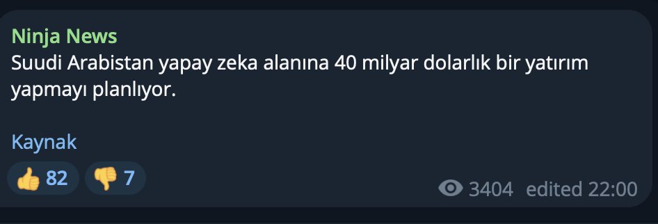 SAUDI ARABIA'LAR 40 MİLYAR DOLAR YAPAY ZEKA YATIRIMI YAPARKEN HALEN PORTFÖYÜNDE 1 ADET BİLE YAPAY ZEKA COİNİ/HİSSESİ OLMAYANLAR VAR? KENDİNİZE GELİN 
 $FET $RNDR  $AGIX $WLD $AI $GPT