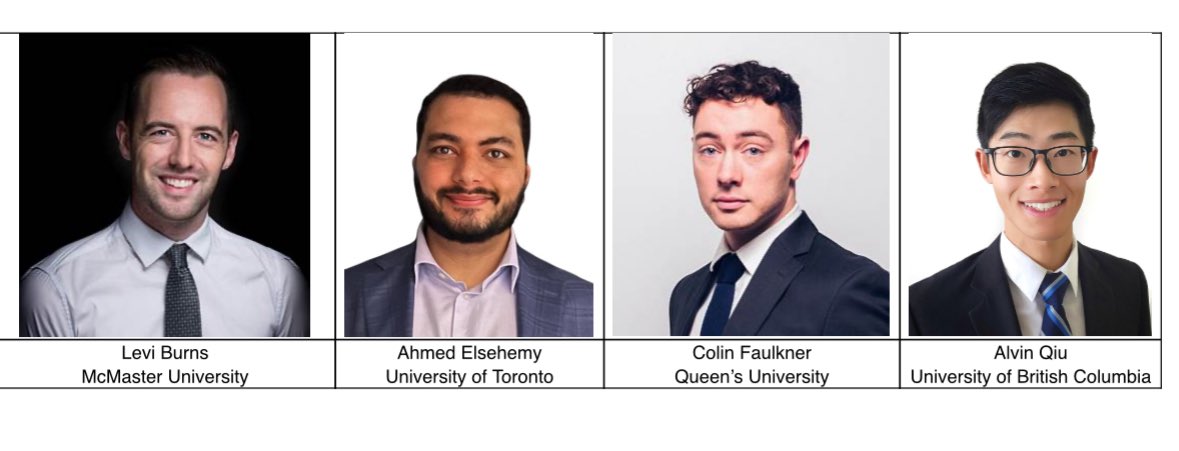 Super excited to welcome to the @UTDROResidents @UofTDRO family the following med students (and soon to be #radonc residents): Levi Burns, Ahmed Elsehemy, Colin Faulkner, and Alvin Qiu @uoftmedicine
