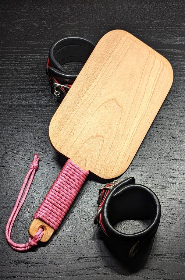 SideQuestWood's tweet photo. A nice wide #Maple #spanking #paddle with pink handle, built for good girls. #kink #bdsm #spank #impactplay #impacttoy https://t.co/9qIFHkAIzx