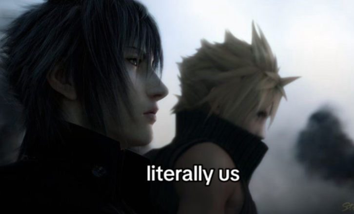 takechhi's tweet photo. @oncekneww @finalfantasyvii us waiting for rebirth soundtrack https://t.co/ofmIDPnsQi