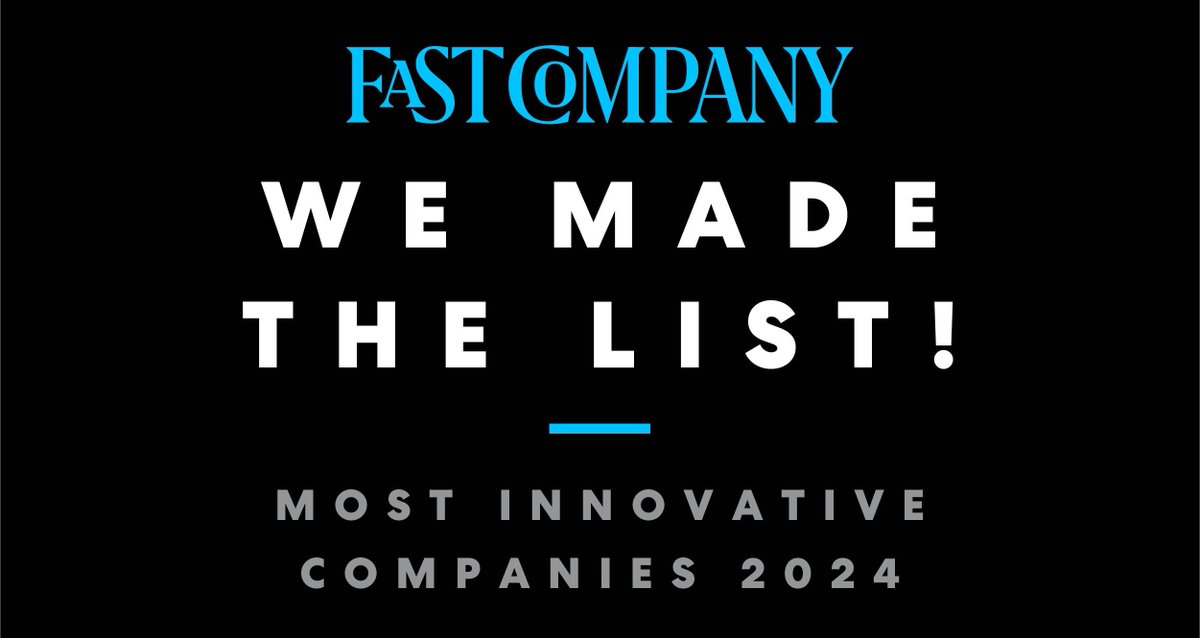 We're honored to be recognized as one of @FastCompany's Most Innovative Companies of 2024, ranking number four in the Small and Mighty category! We couldn't be prouder of this achievement and it's all thanks to our incredible team who works hard to push the envelope every day.