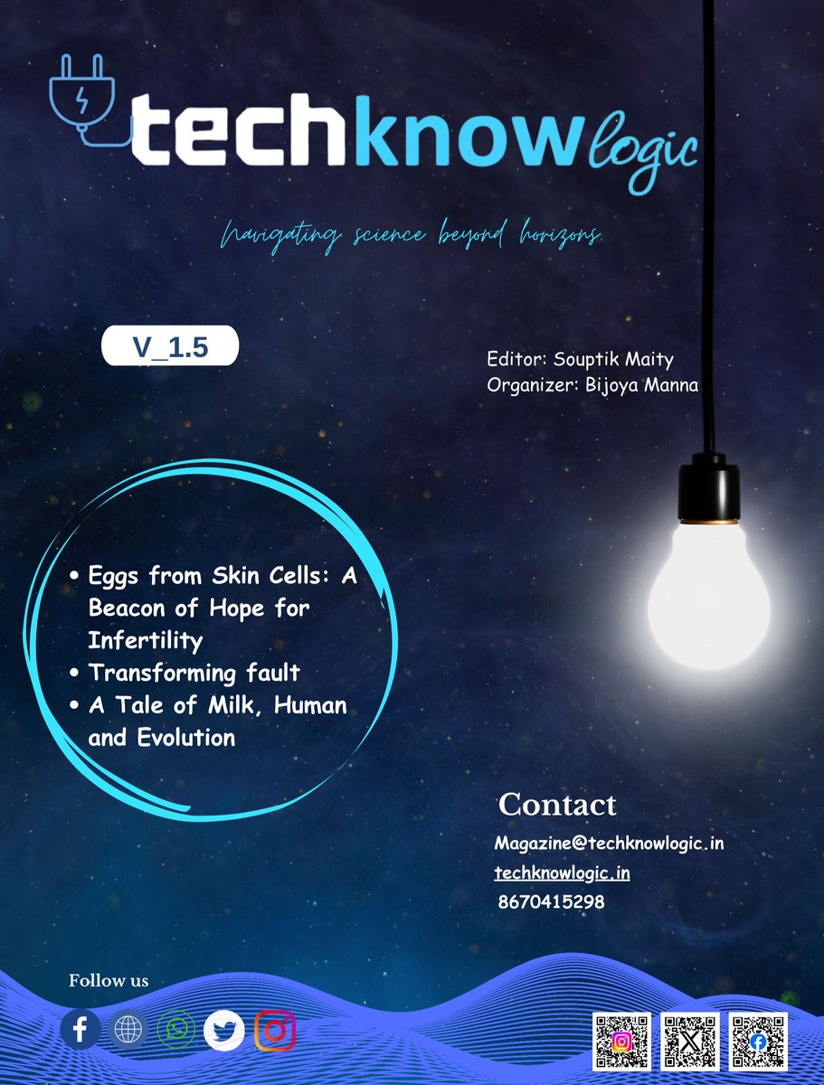 techknowlogicin's tweet image. Science just got even wilder with #Techknowlogic's new issue!
Skin cells to eggs? A revolutionary leap for infertility treatment!
The secrets of "Transforming Faults" - earthquakes have nothing on us!
Can't handle dairy? Know why in "A Tale of Milk, Human and Evolution"!