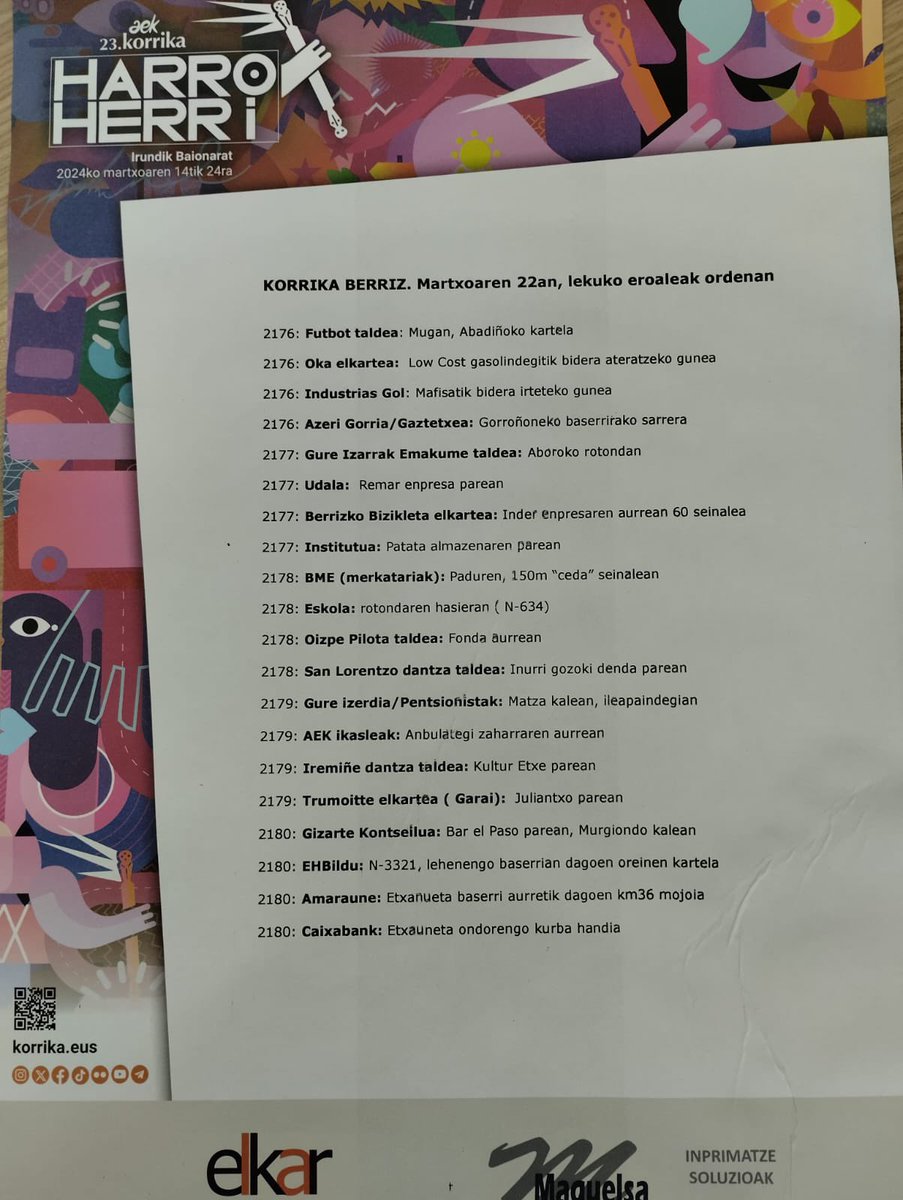 🏃‍♂️🏃‍♀️ Berrizek Korrikaren 23. edizioaren lekukoa hartuko du martxoaren 22an. 

📣 Arratsaldeko 19.40an sartuko da Berrizera.

• Egun horretan bertan hainbat ekintza antolatu dira
Korrikaren harira.

#berriz #berrizkoudala #harroherri #23korrika @aek_korrika