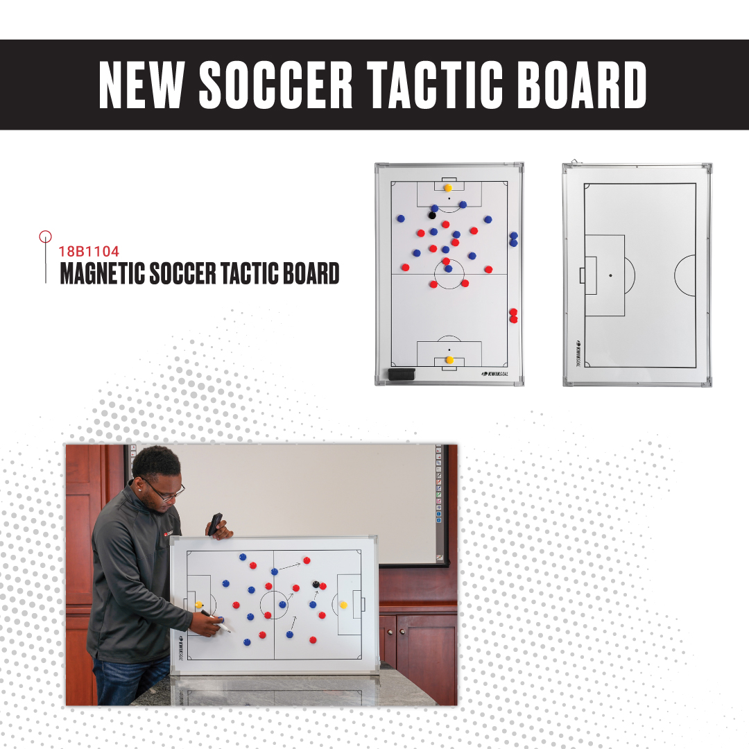NEW! Magnetic Soccer Tactic Board! ⚽️❌⭕️ The Magnetic Soccer Tactic Board is perfect for delivering tactics and game plans from the sidelines or in the locker room! The Magnetic Soccer Tactic Board is 35” x 24″ and has two sides – a full field and a half field, to display…