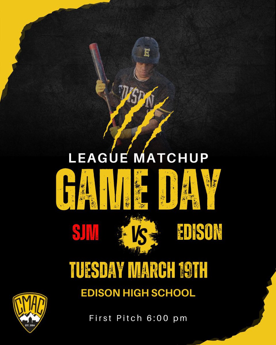 EdisonBaseball's tweet photo. Join the Tigers tonight, Tuesday March 19th, against SJM. First pitch @ 6:00 pm https://t.co/2xYQezHrWF