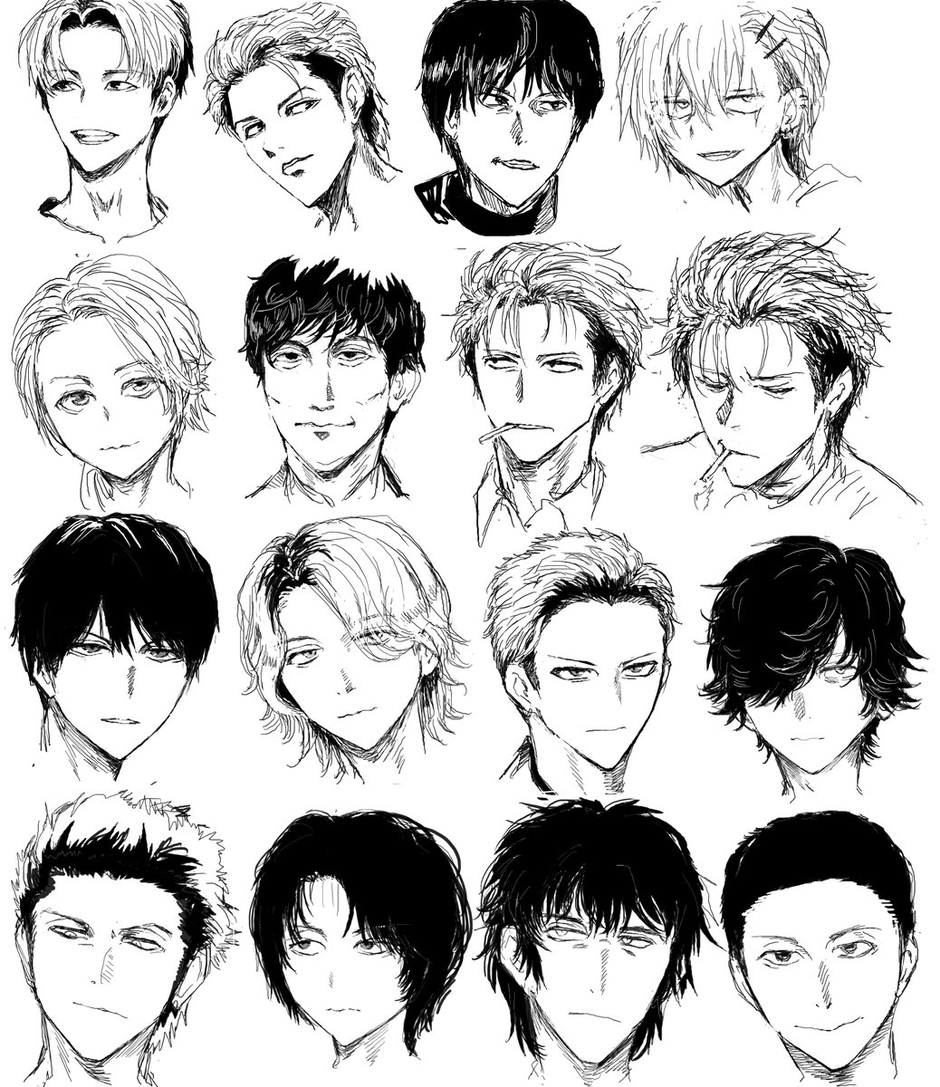 写真から漫画っぽい絵に起こす練習の追加、イケメンを頑張るように言われてるので研究 