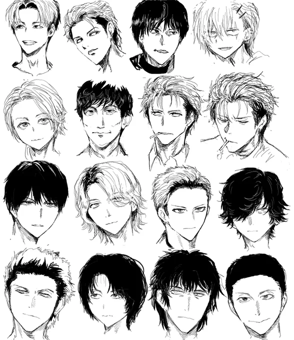 写真から漫画っぽい絵に起こす練習の追加、イケメンを頑張るように言われてるので研究 