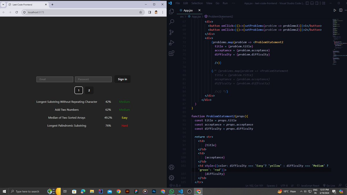 DAY  3️⃣0️⃣ / 100 
#100DaysOfCode 

✅ First Time Worked in React 🥹 
     
    ->   Pretty tough but liked it !!

#webdevelopment #js #backend #nodejs #fullstackwebdevelopment #react #javascript  #git #x #coding #css #connect #webdeveloper #community #buildinpublic #LearnInPublic