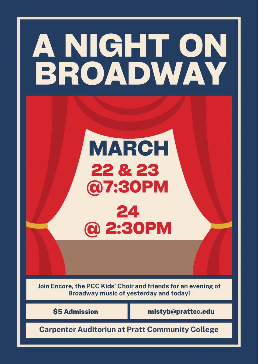 Join the PCC Performing Arts department starting tonight for a Night on Broadway! Enjoy an evening of a variety of Broadway hits with Encore, the PCC Kids' Choir and friends. 🎤🦫