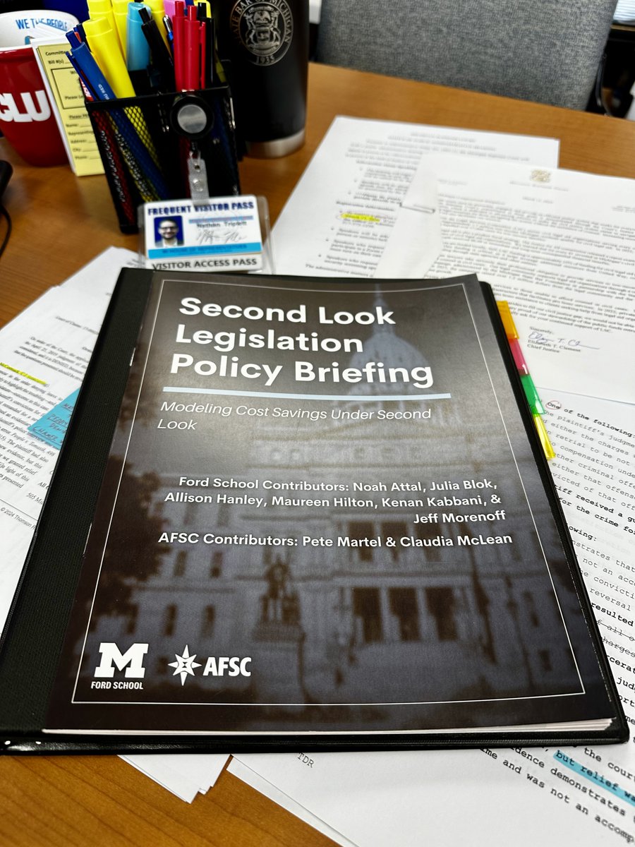 NathanTriplett's tweet photo. Never been prouder to be a @FordSchool alumnus. Professor Morenoff and a group of MPP students presented their policy briefing on second look legislation (HB 4556-4560) to the House Criminal Justice Cmte this morning.

Read the full briefing here: https://t.co/FCaa6cO73e #MILeg https://t.co/9XVgIPPQcn