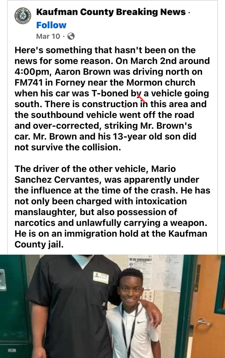 4tbbq's tweet photo. @tedcruz This man and his son were killed by an  illegal alien who was driving drunk on 3/2/24. He was in poses of narcotics and a gun. He is currently in Kaufman County Texas jail on immigration hold. https://t.co/FKWx2mUtNg