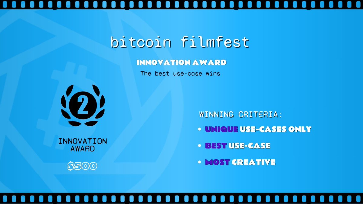 bitcoinfilmfest's tweet photo. 🦾Innovation Award💡 $500
🟧Got a groundbreaking / peculiar / inspiring Lightning Network use-case? Illuminate it with your video and show the world what's possible. The best use-case wins.💡
⚡#InnovationFlash example: discover the creativity at https://t.co/uf7xOXAJFu https://t.co/VxoHCTfnRI