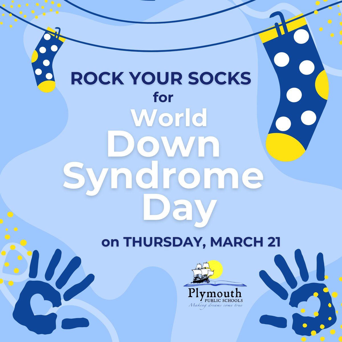 3/21 is World Down Syndrome Day! Show your support and help us recognize this day district-wide by wearing brightly colored or mismatched socks. March 21st is symbolic because people with Down Syndrome have 3 copies of chromosome 21. 🧦