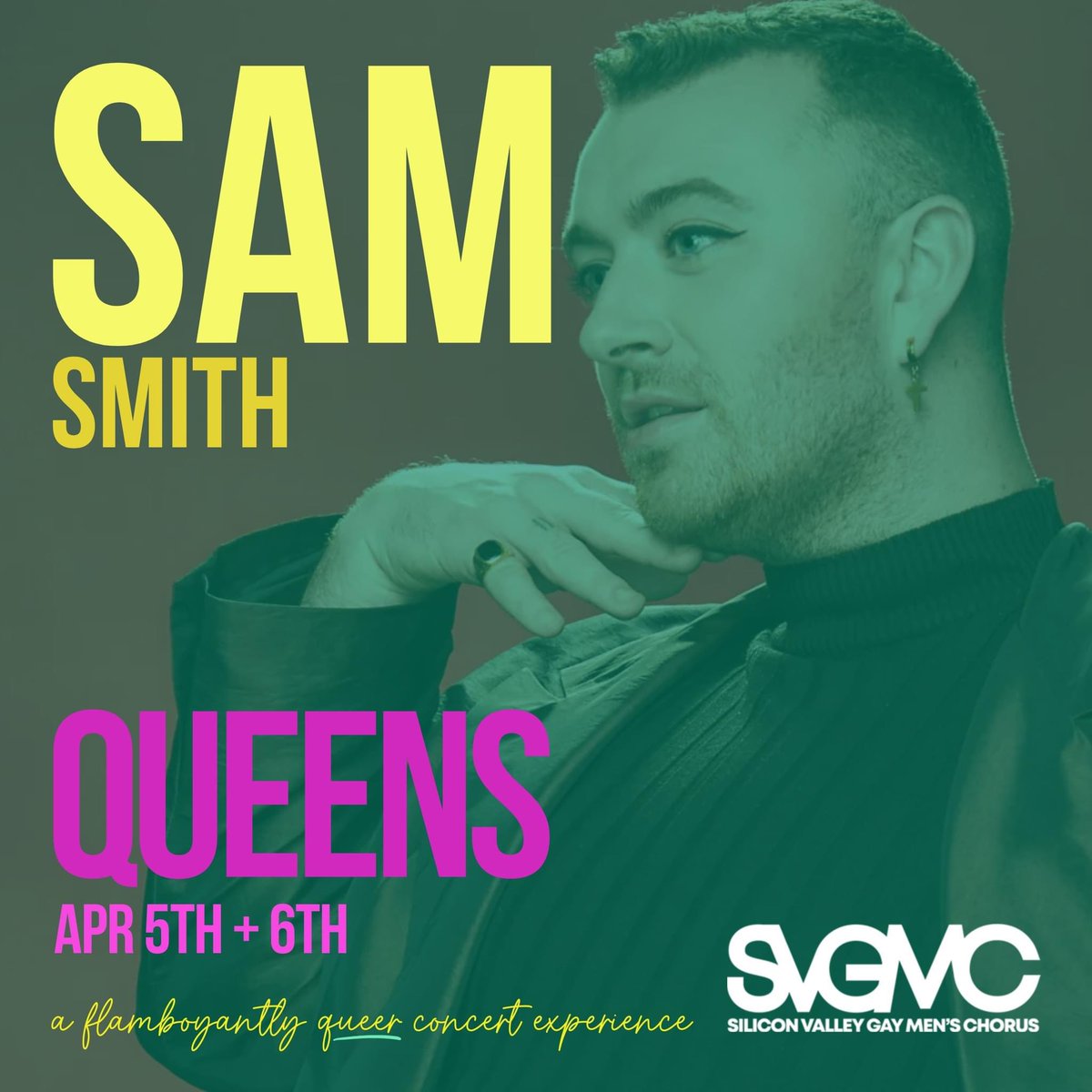 Do you have your tickets for <a href="/svgmc/">svgmc</a>’s 𝙌𝙐𝙀𝙀𝙉𝙎 concert APR 5th ➕ 6th⁉️ Don't miss the show, feat. a song by the non-binary goddess, <a href="/samsmith/">SAM SMITH</a>, which 𝘱𝘳𝘰𝘮𝘪𝘴𝘦𝘴 to 𝘨𝘪𝘷𝘦 𝘺𝘰𝘶 𝘦𝘷𝘦𝘳𝘺𝘵𝘩𝘪𝘯𝘨 and leave you in tears. 100 tix left‼️ 🌐: svgmc.org