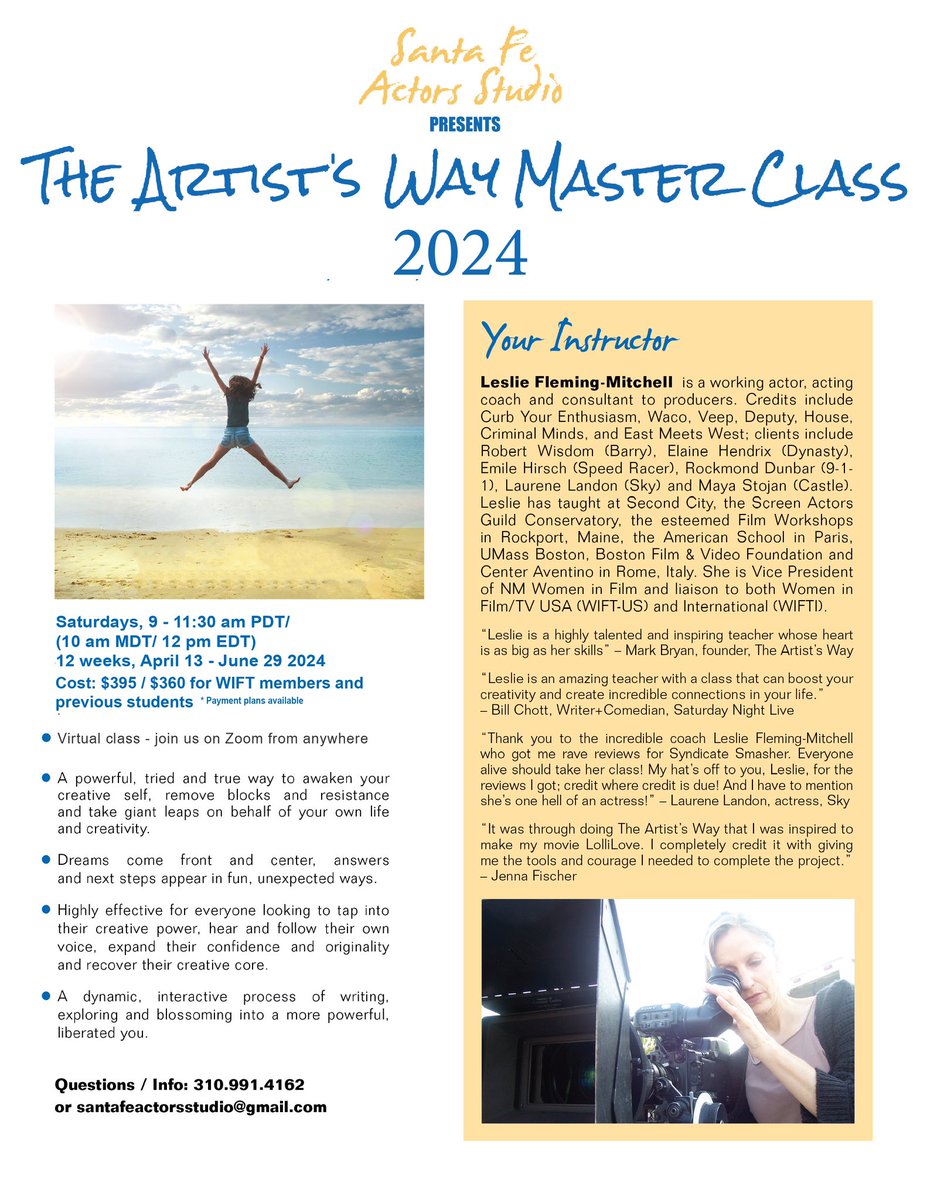 The brilliant, one and only Artist’s Way workshop 💫
April 13 - June 29 2024
#TheArtist’sWay 
#IAmAnArtist
#creativejourney