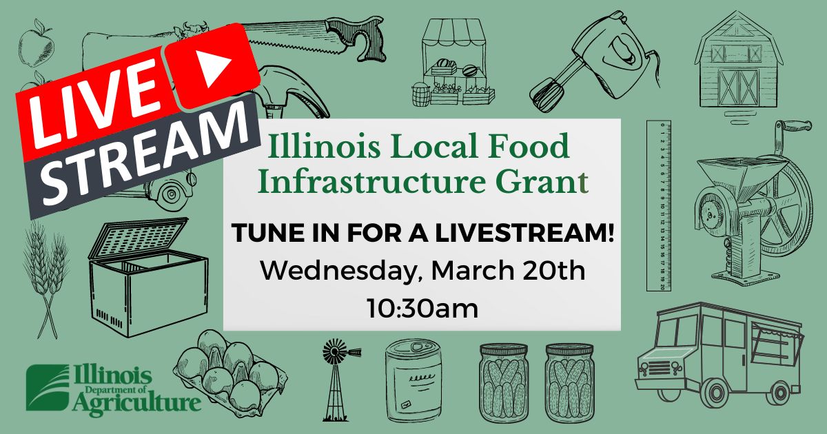 Tune in tomorrow at 10:30am on our Facebook page for our press conference from the Capitol. @LtGovStratton and Director of @ILAgriculture, Jerry Costello, will help celebrate the first $2 million in funding being awarded to recipients of the Local Food Infrastructure Grant.