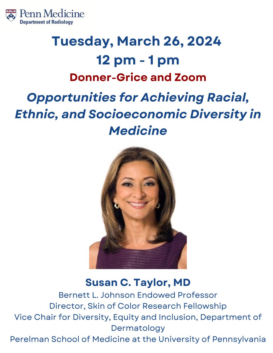 Sound the alarms! 🚨 😱 Our very own @SusanTaylorMD will take the Grand Rounds stage next Tuesday at noon. See you there!