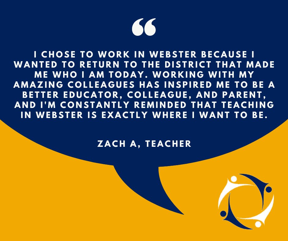 WebsterCSD_HR's tweet photo. Our final #WhyWebster comes from another one of our incredible teachers! Tomorrow is the big day - all of our 2024-25 probationary positions will be live! If you want to get ahead, you can preload your info on Frontline by going to https://t.co/aCojCbFA9w! #OneWebster @WCSDProud https://t.co/pD34frmVVS