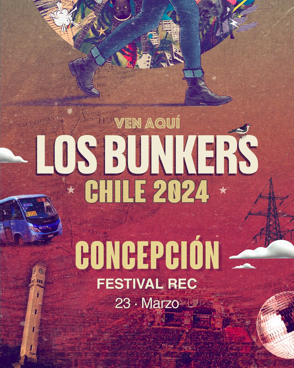 Los_Bunkers's tweet photo. No hay mayor alegría que volver a Concepción 🙌🏻
 
Amigas y amigos, este sábado estaremos en el @rec_festival en el Parque Bicentenario, en el contexto de la gira #VenAquí 🔥

¡Los esperamos a todos! ✌🏻

#VenAquí
#Chile2024
#LosBunkers
#Concepción
#REC2024 https://t.co/reIE8RRIkE