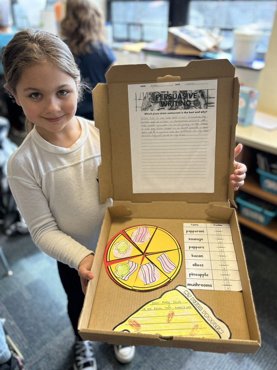 ASAP_Herbs's tweet photo. Third grade pizza day! What a way to practice fractions and persuasive writing. Thanks to JDs Pizza for donating over 100 pizza boxes to make this possible! https://t.co/penFriqR9U