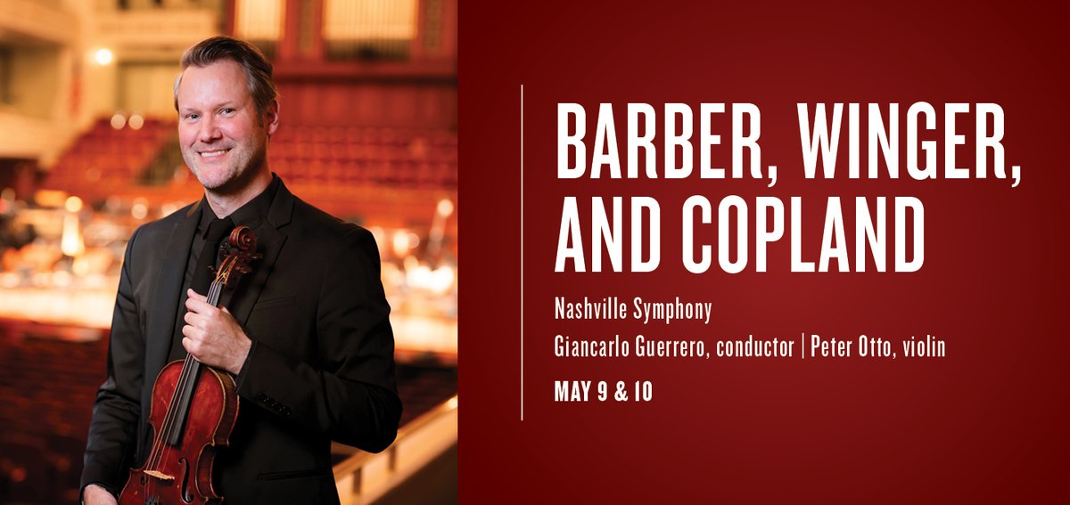 Ecstatic about the World Premiere of my Violin Concerto No.1 in May 2025!

I am very honored to be working with such a superb violinist #PeterOtto, the incredible @NashvilleSymph &amp; the amazing conductor #GiancarloGuerrero!

#NashvilleSymphony #Barber #Copland #Winger #CFKipWinger