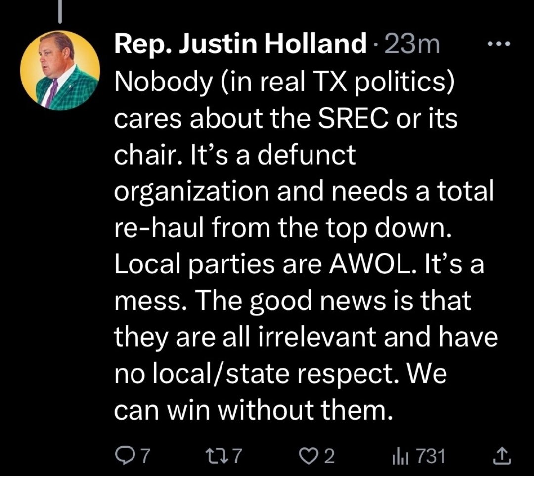 darcy_gildon's tweet photo. @tracejohannesen He said himself he can win without the local party. So we accepted his dare. See you at the runoff
#cleanuponaisle33
#katrinapierson
#awolnomore
#irrelevantnomore
#RhinoJustinHolland
#UniPartyJustinHolland
#nodemocraticchairs https://t.co/J0UP11W158