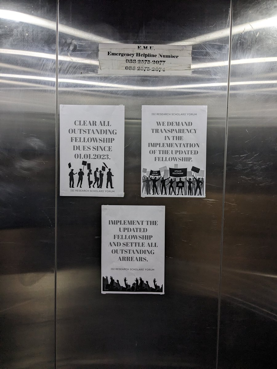 rayarnab015's tweet photo. A peaceful postering session was conducted  in the premises of the Indian Statistical Institute, Kolkata campus as a form of protest demanding transparency regarding (as of yet) non-implementation of fellowship hike for the research scholars. @thewire_in
@the_hindu @TheQuint https://t.co/kCwGfECGwK