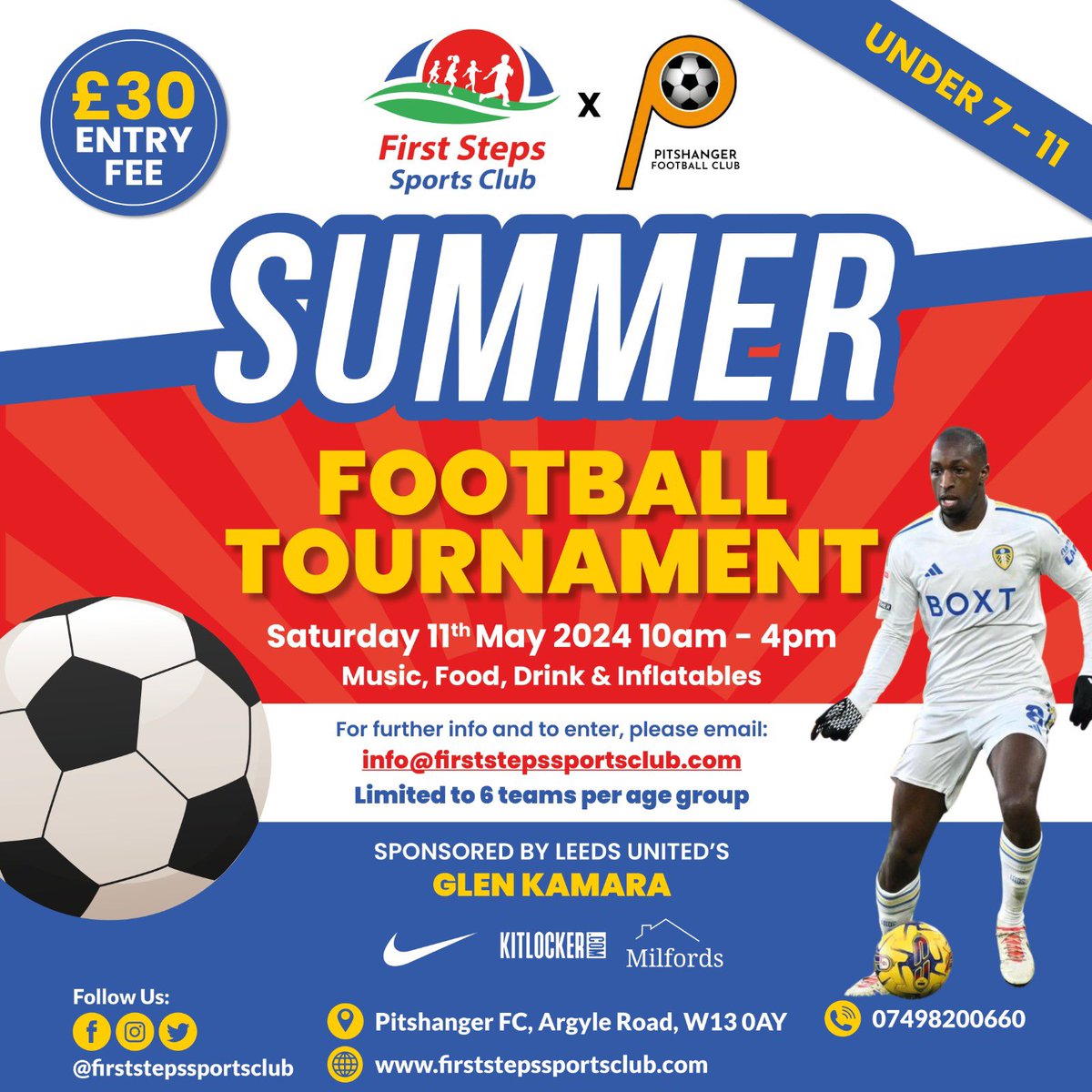 TOURNAMENT SEASON IS ALMOST AMONGST US! ☀️⚽️

We are happy to release the details of our upcoming summer tournament in collaboration with Pitshanger FC and sponsored by @GlenKamara4