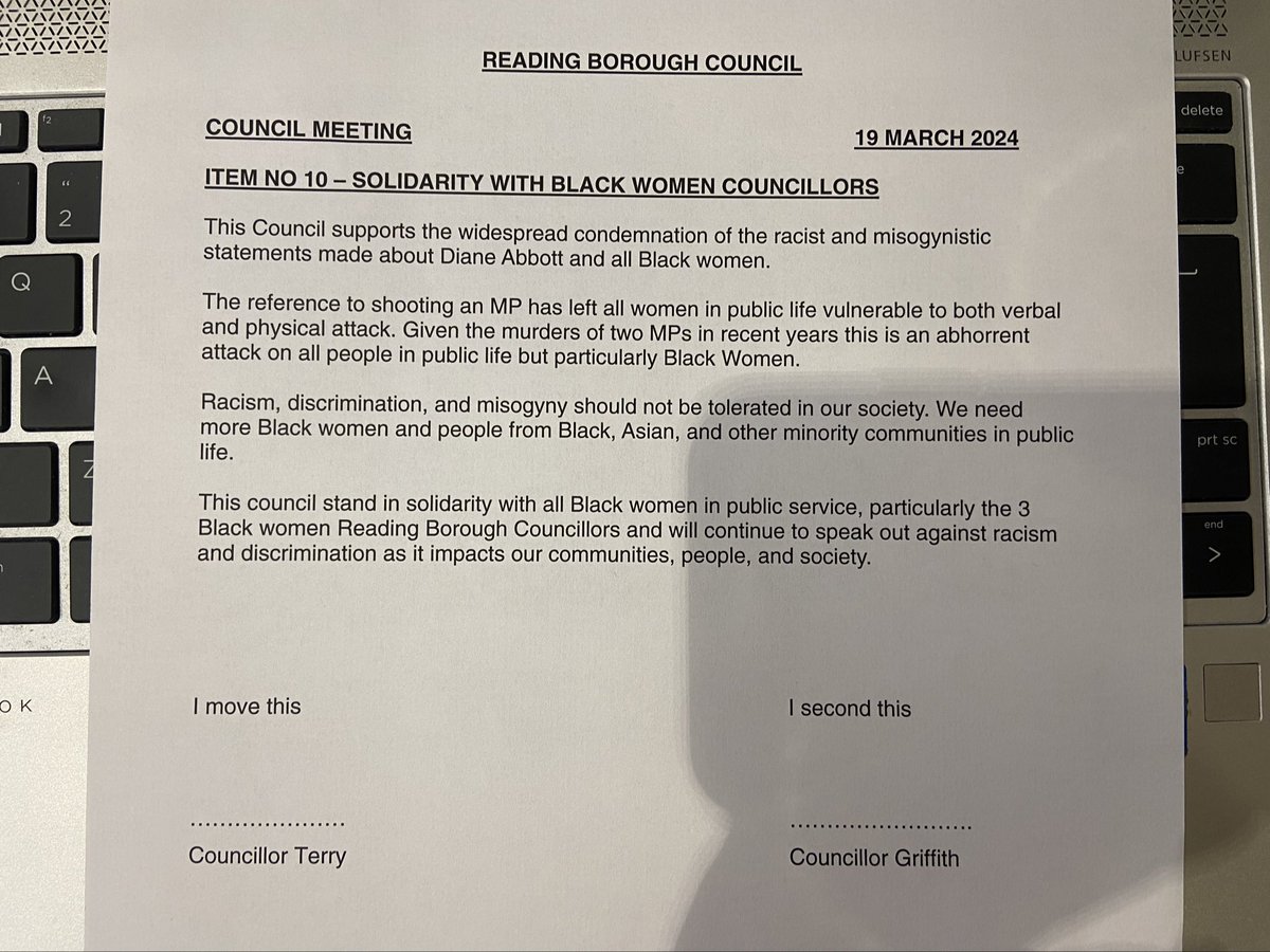 Emergency motion to full Council tonight. Good to have unanimous support for it including- to their credit - from the Conservative Group. #Rdg
