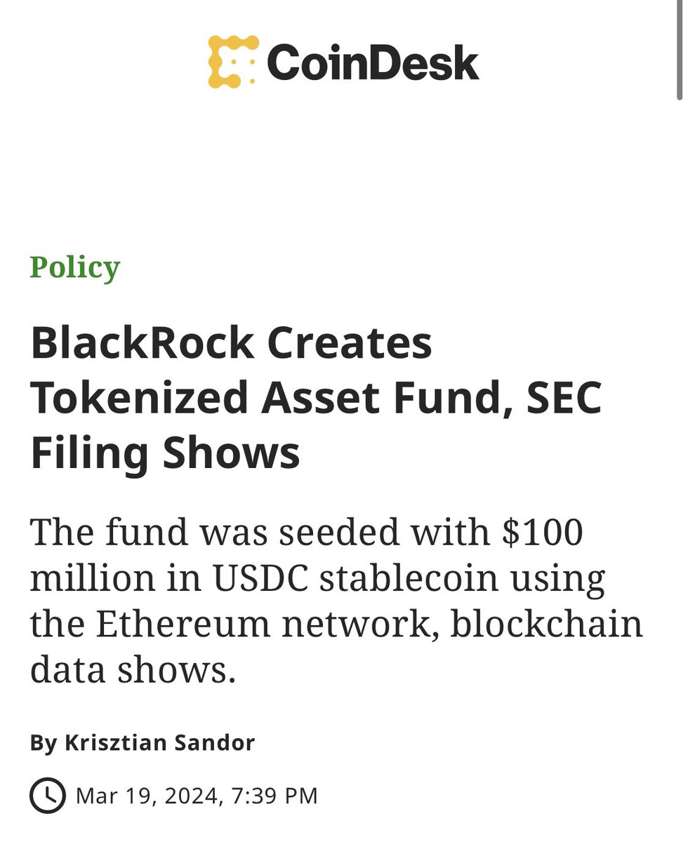 It’s official, RWA season is here now that BlackRock announced an official tokenized asset fund.

Watch $Ondo