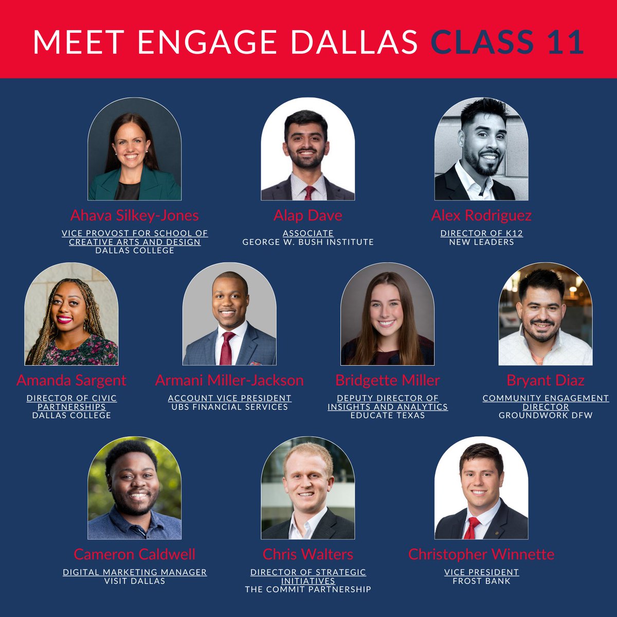EngageDallas_'s tweet photo. We're excited to introduce you to Class 11! This group of dynamic individuals is set to drive impactful change here in Dallas County. From innovators to thinkers, creators to change-makers, Class 11 is a testament to our community's incredible talent and dedication. #MeetClass11 https://t.co/XQnycNSU4K