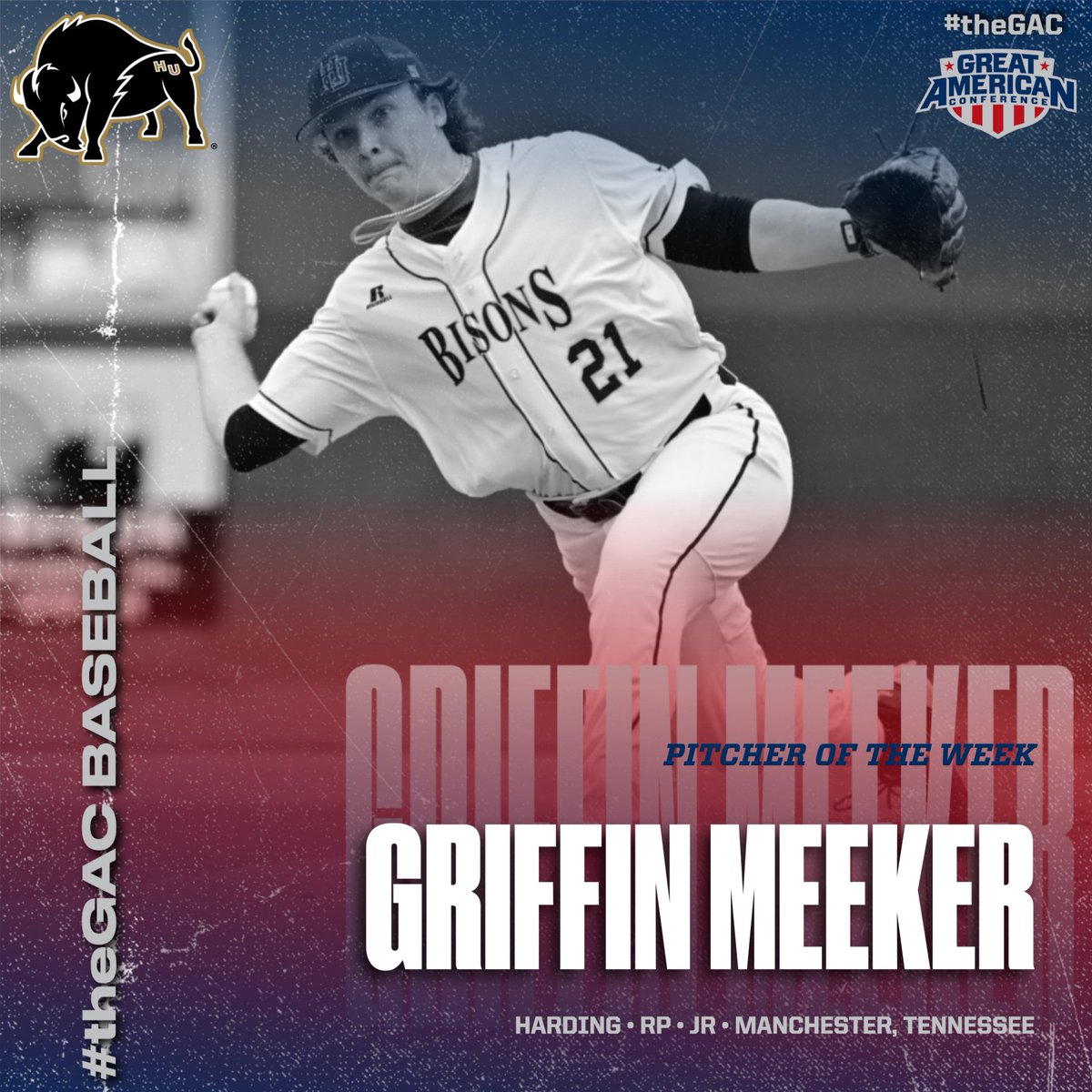 #theGAC ⚾️ WEEK 7 AWARDS:  
Player - Kaden Argenbright, INF <a href="/ReddieBaseball/">Reddie Baseball</a>  
Pitcher - Griffin Meeker, RP <a href="/Harding_Base/">Harding Baseball</a>