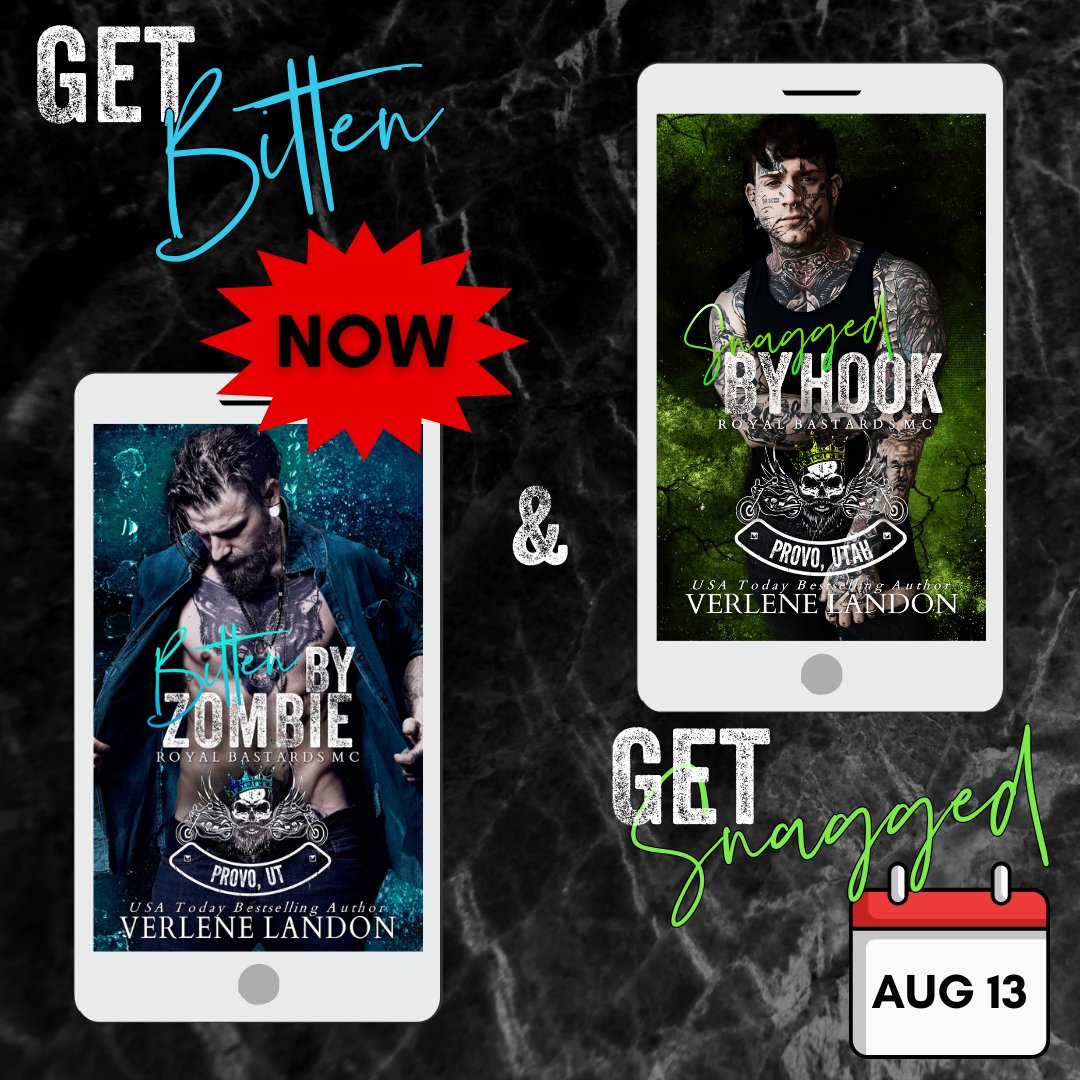 Get Snagged in August, but you can get Bitten now!

Preorder Snagged by Hook (RBMC 2): books2read.com/SnaggedbyHook

Get Bitten by Zombie (RBMC 1): books2read.com/BittenByZombie

Preorder now &amp; save!!!