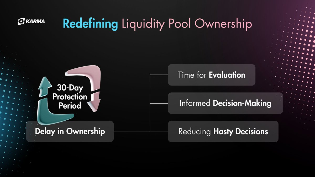 Karma aims to redefine the #DeFi launchpad landscape by integrating robust #investor protections, pioneering a new standard in the industry.

🪷 Learn More about our 30-Day Protection Period:
thekarmapad.com