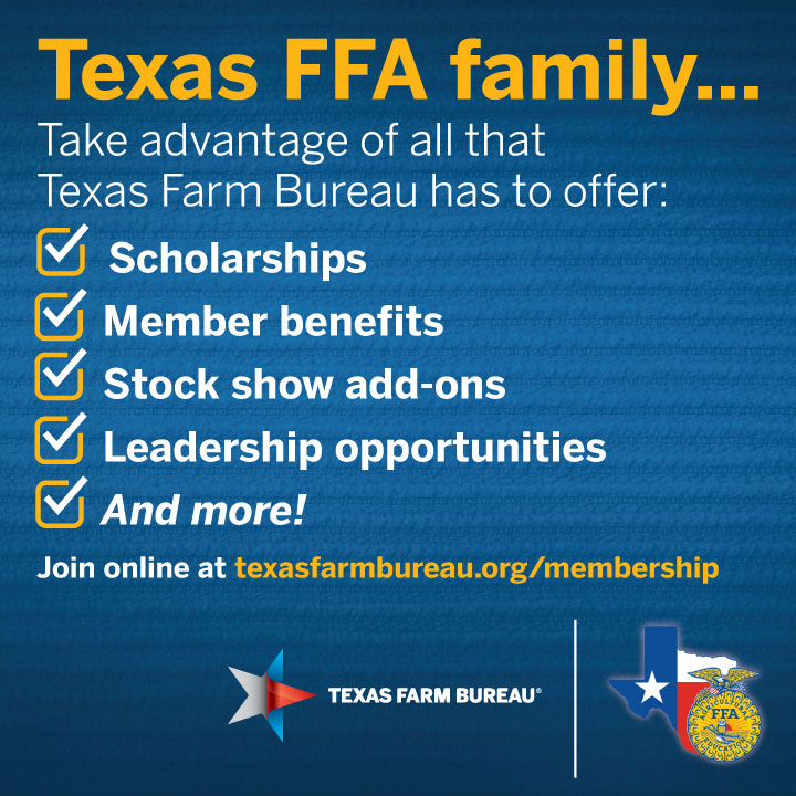 Agriculture is like one big family.

Visit texasfarmbureau.org to learn more about the
benefits available to you as a <a href="/TexasFarmBureau/">Texas Farm Bureau</a>
member.