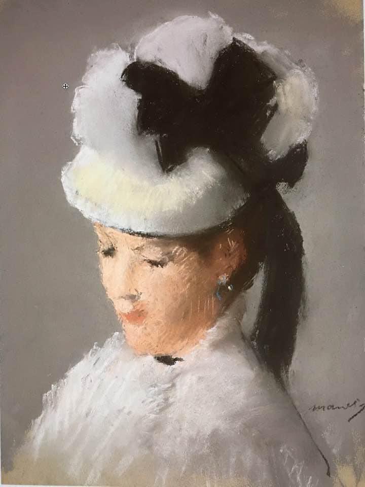 #EdouardManet
Jeune femme au chapeau blanc, 1882.