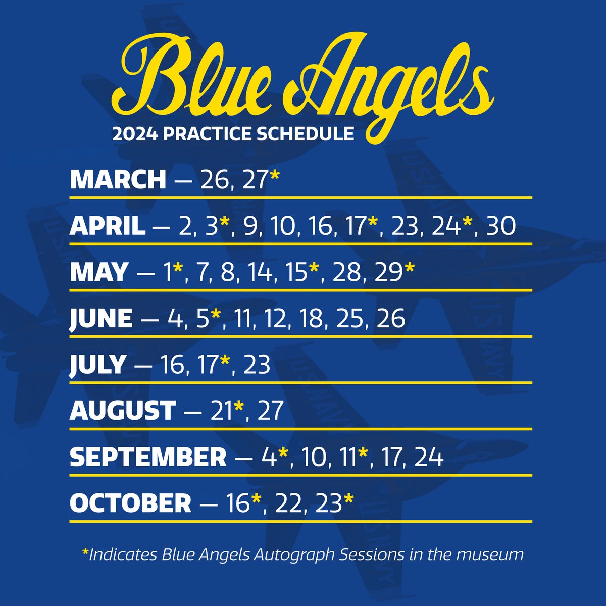 The iconic Blue Angels call NAS Pensacola home! Experience their thrilling practice sessions at the Museum. Admission is FREE. ✈️ #BlueAngels #NASPensacola