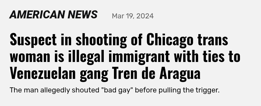 Shawn_Farash's tweet photo. An ILLEGAL is the prime suspect in the shooting of a TRANSGENDER person in Chicago... 

WHAT DOES THE LEFT DO HERE?! https://t.co/0Rmbpij81h